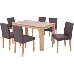 VidaXL Eettafel Set Kunstleer & Eikenhout Bruin 7 St.