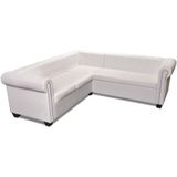 vidaXL-Hoekbank-5-zits-Chesterfield-stijl-kunstleer-wit