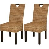 VidaXL Eetkamerstoelen Kubu 2 Stuks Rattan Mangohout