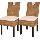 vidaXL Esszimmerstuhl 2 Stk. Kubu-Rattan Mangoholz