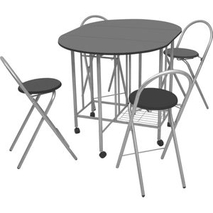 vidaXL - Eetkamerset - opvouwbaar - zwart - MDF - 5-dlg
