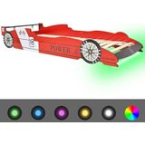 vidaXL - Kinderbed - raceauto - met - LED-verlichting - rood - 90x200 - cm
