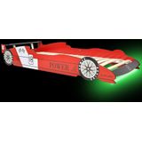vidaXL - Kinderbed - raceauto - met - LED-verlichting - rood - 90x200 - cm