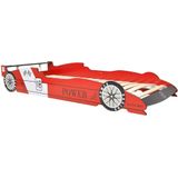 vidaXL - Kinderbed - raceauto - met - LED-verlichting - rood - 90x200 - cm