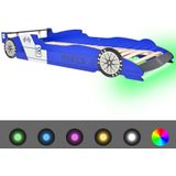 vidaXL-Kinderbed-raceauto-met-LED-verlichting-blauw-90x200-cm