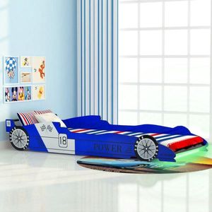 vidaXL-Kinderbed-raceauto-met-LED-verlichting-blauw-90x200-cm
