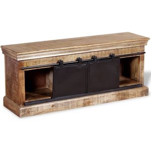 VidaXL Tv-meubel 110x30x45 cm Massief Mangohout met 2 Schuifdeuren