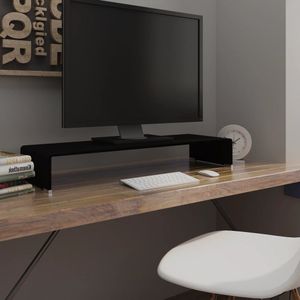 vidaXL Tv-meubel/monitorverhoger zwart 90x30x13 cm glas - 244138