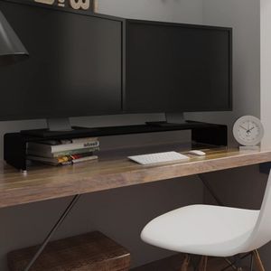 vidaXL TV-meubel/monitorverhoger zwart 120x30x13 cm glas - 244141