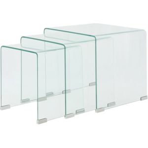 vidaXL Dreiteiliges Satztisch-Set aus gehärtetem Glas Transparent