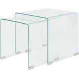 vidaXL-Bijzettafel-set-2-dlg-transparant-gehard-glas