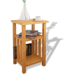 vidaXL Beistelltisch mit Zeitungsablage 27x35x55 cm Massivholz Eiche