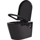 vidaXL - Hangend - toilet - keramiek - zwart
