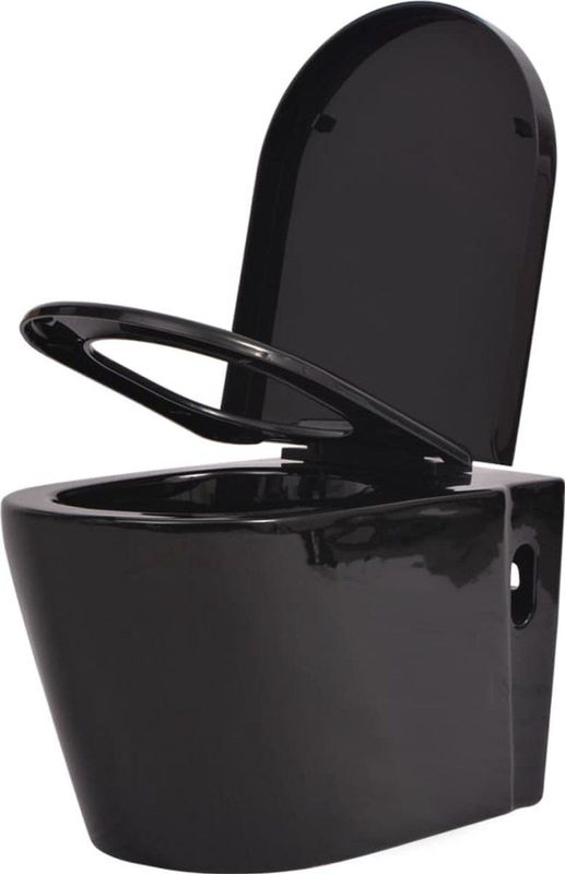 vidaXL - Hangend - toilet - keramiek - zwart