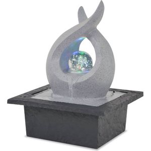 LED-Fontein - Zwart en Lichtgrijs - Polyresin