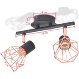 vidaXL - Plafondlamp - Zwart - Koperkleurig - Metalen Houder en IJzerdraad Lampenkap