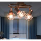 vidaXL - Plafondlamp - Zwart - Koperkleurig - Metalen Houder - 3 LED-lampen