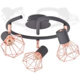vidaXL - Plafondlamp - Zwart - Koperkleurig - Metalen Houder - 3 LED-lampen