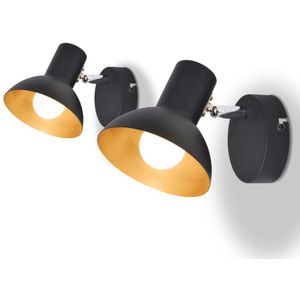 vidaXL Wandleuchten 2 Stk. für 2 Glühlampen E27 Schwarz und Gold