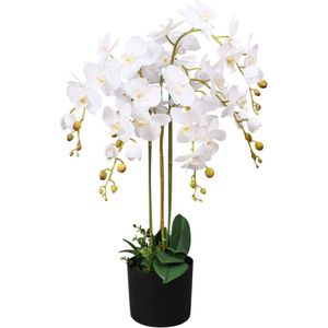 Orchidee - Kunstplant - Wit - 75 cm - Hoogwaardige Materialen