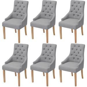 vidaXL - Eetkamerstoelen - 6 - st - stof - lichtgrijs