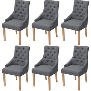 vidaXL Eetkamerstoelen 6 st stof donkergrijs