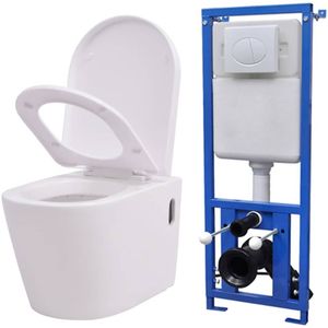 vidaXL Hangend Toilet - Wit - Keramiek - Soft-Close Systeem