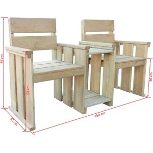 VidaXL Tuinbank 2-zits 150 cm - Geïmpregneerd Grenenhout