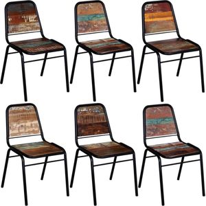 vidaXL Eetkamerstoelen 6 st massief gerecycled hout