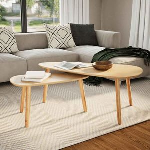 2-tlg. Couchtisch-Set Massivholz Kiefer Braun Vidaxl