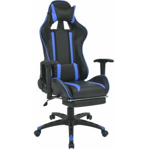 vidaXL-Bureau-/gamestoel-verstelbaar-met-voetensteun-blauw