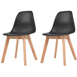 vidaXL - Eetkamerstoelen - 2 - st - kunststof - zwart