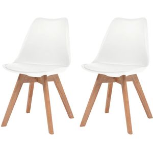 vidaXL Eetkamerstoelen 2 st kunstleer wit - 244783