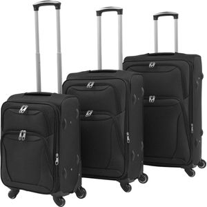 vidaXL 3-tlg. Weichgepäck Trolley-Set Schwarz