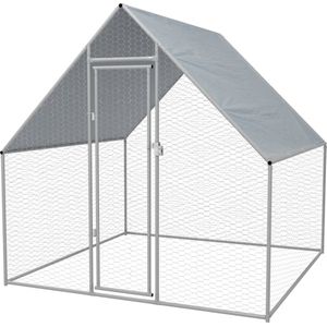 vidaXL - Buitenhok - voor - kippen - 2x2x1,92 - m - gegalvaniseerd - staal