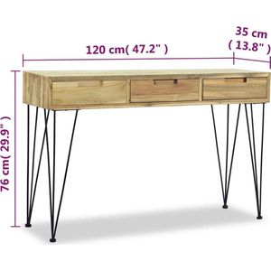 VidaXL Wandtafel 120x35x76 cm Massief Teakhout