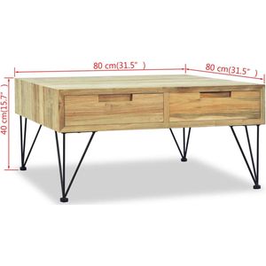 VidaXL Salontafel 80x80x40 cm - Massief Teakhout