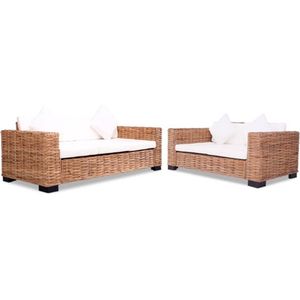 vidaXL Sofa-Set 15-tlg. Natur Rattan