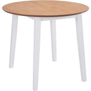 vidaXL - Eettafel - inklapbaar - rond - MDF - wit