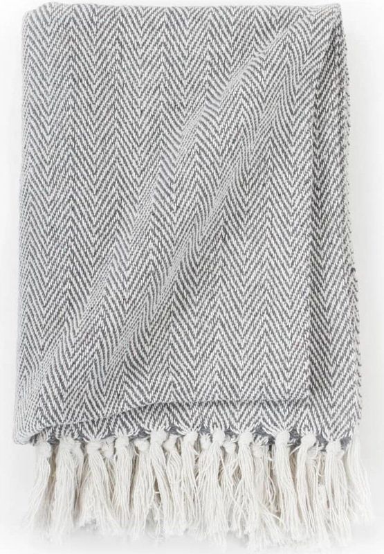 vidaXL - Plaid - Grijs - 100% Katoen