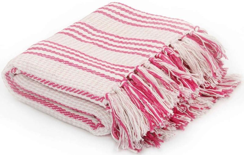 vidaXL - Plaid - Roze en Wit - Katoen