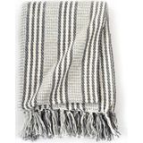 vidaXL Plaid - Grijs en Wit - Katoen - 160x210 cm