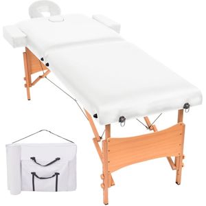 vidaXL - Massagetafel - Wit - Kunstleer - 2 Zones