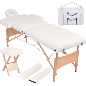 vidaXL Massagetafel - Inklapbaar 2 Zones - Wit - Kunstleer