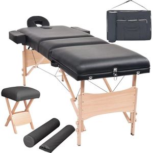 vidaXL - Massagetafel- - en - krukset - inklapbaar - 3 - zones - 10 - cm - dik - wit