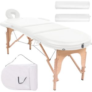 vidaXL - Massagetafel - Wit - Kunstleer - Inklapbaar met 2 Bolsters