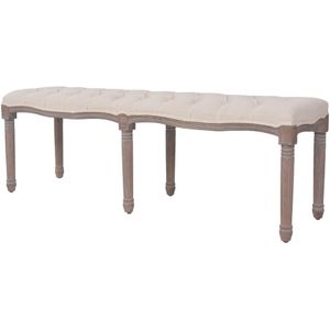 Vidaxl - Bank Leinen Massivholz 150 x 40 x 48 cm Cremeweiß