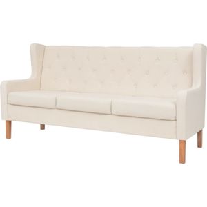 Driezitsbank - Crèmewit - Polyester - Houten Frame