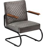 VidaXL Fauteuil Echt Leer Grijs