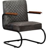 VidaXL Fauteuil Echt Leer Grijs